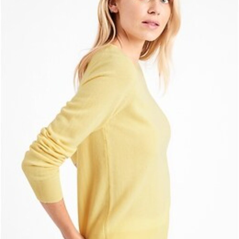 Banana Republic | 100% Cashmere Crewneck Sweater | Sunglow Yellow | Size Large